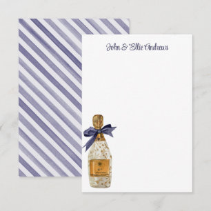 Carte De Remerciements Aquarelle Champagne de France avec bow de marine