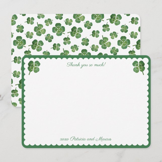 Carte De Remerciements Aquarelle Chanceux en amour Fête de mariage de la  (Devant / Derrière)