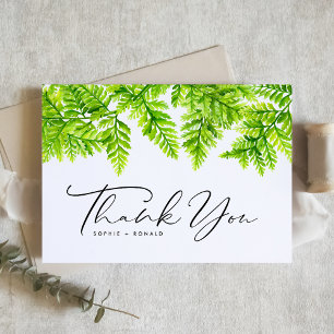Carte De Remerciements Aquarelle Chartreuse Green Fern Feuille Mariage