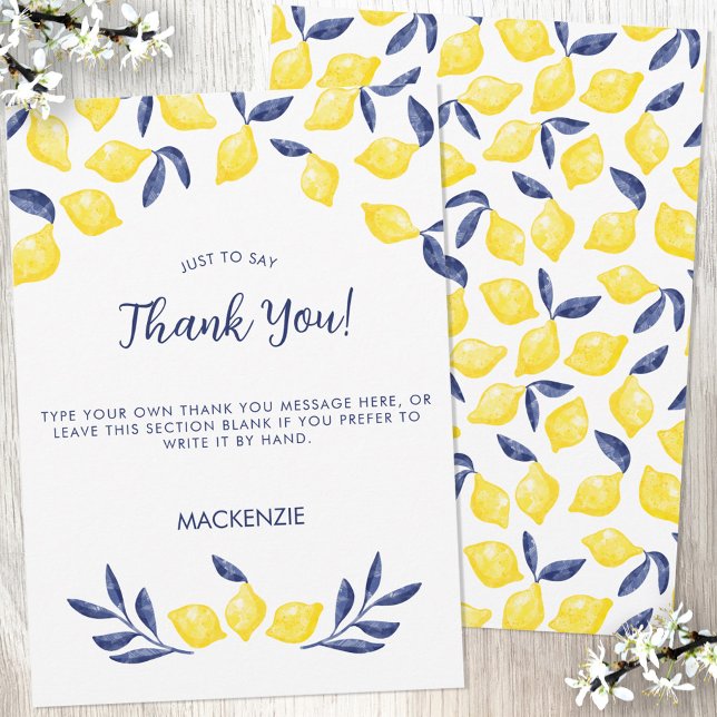 Carte De Remerciements Aquarelle Citron Agrumes (Créateur téléchargé)