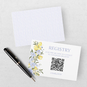 Carte De Remerciements Aquarelle Citron Citrus Bleu Shower de Mariée