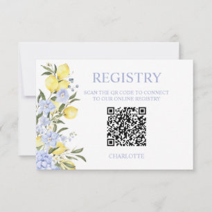 Carte De Remerciements Aquarelle Citron Citrus Bleu Shower de Mariée