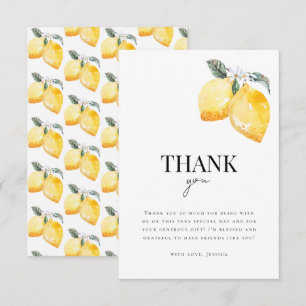 Carte De Remerciements Aquarelle Citron Floral Fête des mariées Citrus