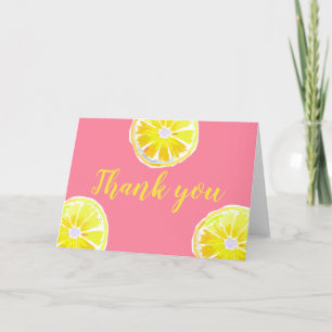 Carte De Remerciements Aquarelle Citron Slices rose