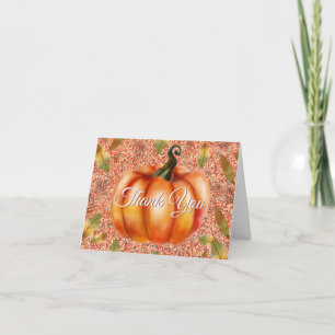 Carte De Remerciements Aquarelle Citrouille d'automne Orange Paillettes