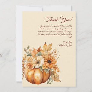 Carte de remerciements-aquarelle Citrouille Floral
