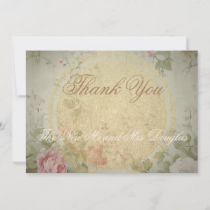 Carte De Remerciements Aquarelle classique Elégante Roses Roses Roses Ros