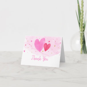 Carte De Remerciements Aquarelle Coeurs Anniversaire