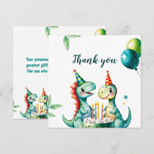Carte De Remerciements Aquarelle Colorée Trex Dinosaur 1er anniversaire