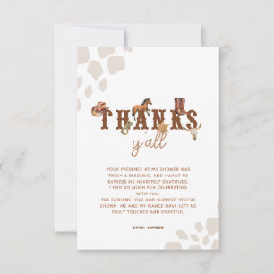 Carte De Remerciements Aquarelle Cowboy Baby shower occidental