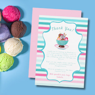 Carte De Remerciements Aquarelle Crème glacée Dimanche Anniversaire