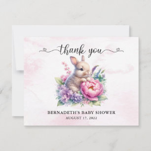 Carte De Remerciements Aquarelle Cute Bunny Baby shower I Anniversaire