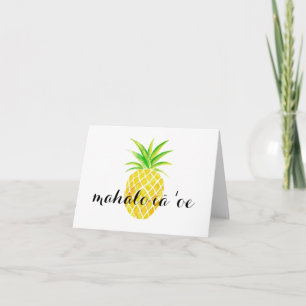 Carte De Remerciements Aquarelle d'ananas mahalo hawaïen iā