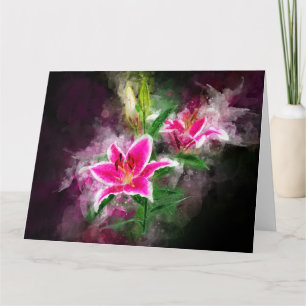 Carte De Remerciements Aquarelle de fleur de Stargazer Lily - bb 02