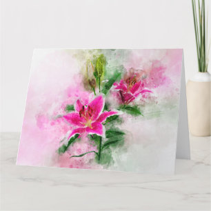 Carte De Remerciements Aquarelle de fleur de Stargazer Lily - wb 02