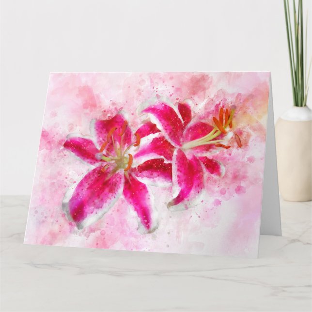 Carte De Remerciements Aquarelle de fleur de Stargazer Lily - wb 03 (Devant)