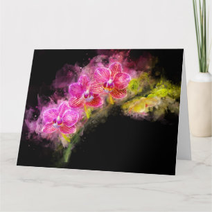 Carte De Remerciements Aquarelle de fleur d'orchidée - rose bb 01