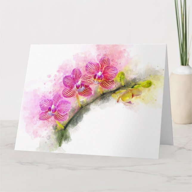 Carte De Remerciements Aquarelle de fleur d'orchidée - rose wb 01 (Devant)