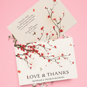 Carte De Remerciements Aquarelle de fleurs de cerisier