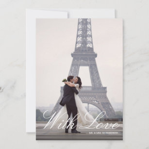 Carte De Remerciements Aquarelle de la tour Eiffel Paris Mariage Floral P