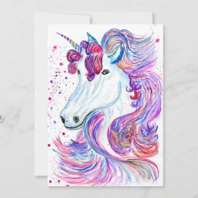 Carte De Remerciements Aquarelle de licorne d'imaginaire (Devant)