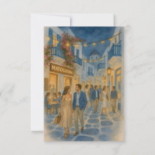 Carte De Remerciements Aquarelle de Mykonos Grèce