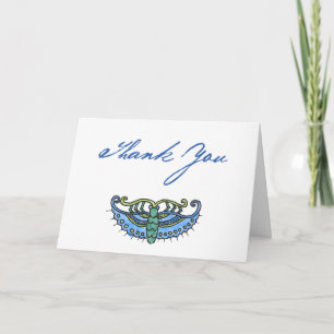 Carte De Remerciements Aquarelle de papillon (bleu/manuscrit)