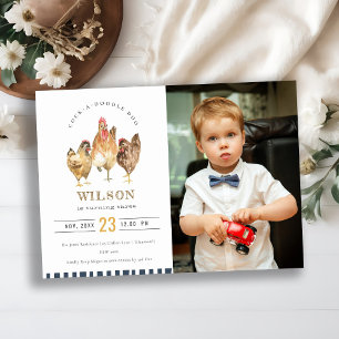 Carte De Remerciements Aquarelle de poulet de la ferme mignonne photo Inv