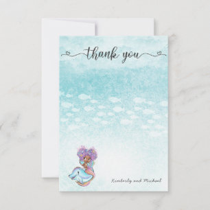 Carte De Remerciements Aquarelle de sirène africaine Anniversaire   BABY 