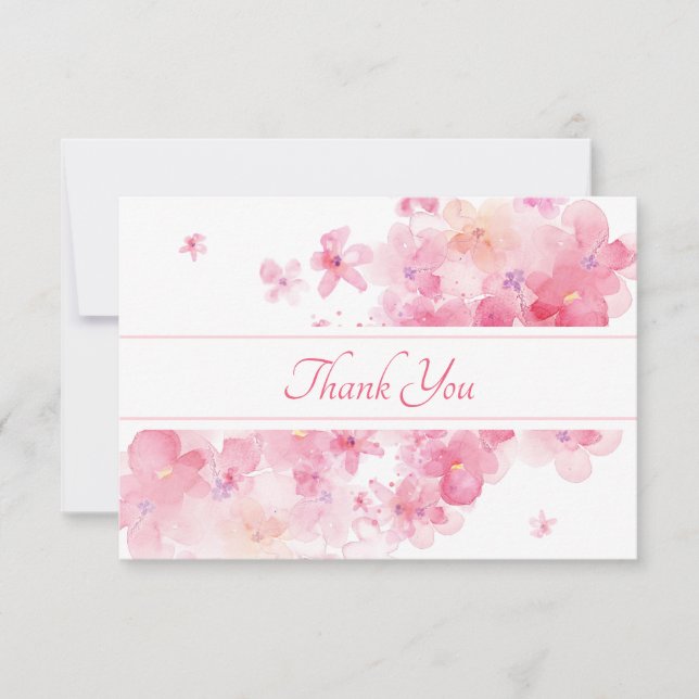Carte De Remerciements Aquarelle délicate Florale (Devant)