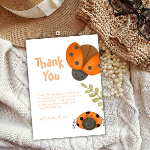 Carte De Remerciements Aquarelle d'été Petit Baby shower Ladybug