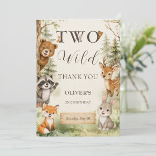 Carte De Remerciements Aquarelle Deux Sauvages 2e Anniversaire en Forêt R