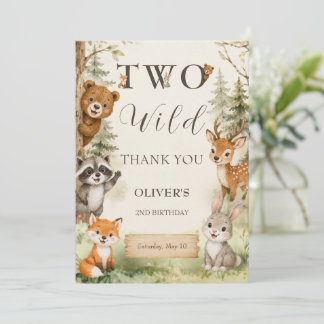 Carte De Remerciements Aquarelle Deux Sauvages 2e Anniversaire en Forêt R
