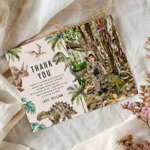 Carte De Remerciements Aquarelle Dinosaur Anniversaire Photo