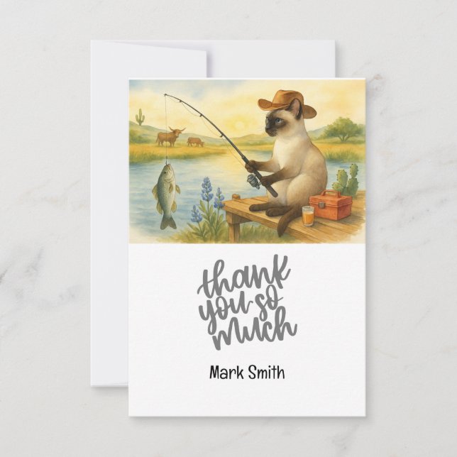Carte De Remerciements Aquarelle du pêcheur (Devant)