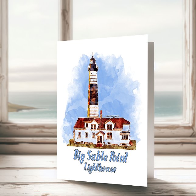 Carte De Remerciements Aquarelle du phare de Big Sable Point - Michigan (Créateur téléchargé)