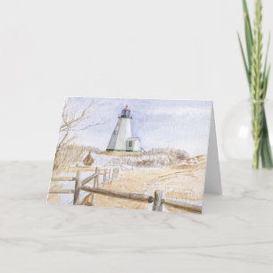 Carte De Remerciements Aquarelle du phare de Plymouth