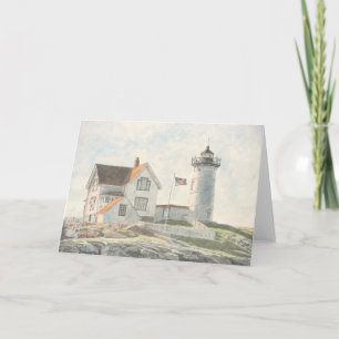 Carte De Remerciements Aquarelle du phare du Cap Neddick