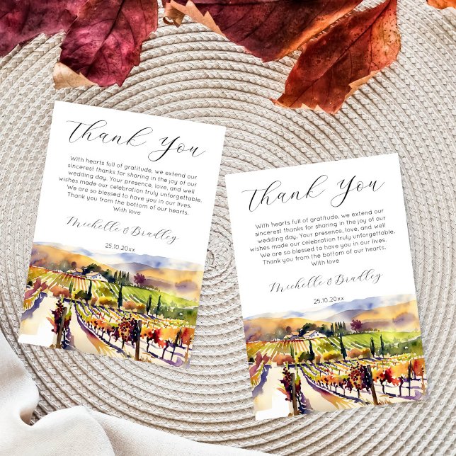 Carte De Remerciements Aquarelle du vignoble de Napa Valley (Vineyard Napa valley watercolor thank you cards for wedding bridal shower)
