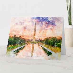 Carte De Remerciements Aquarelle du Washington Monument au coucher du sol