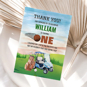 Carte De Remerciements Aquarelle en un Golf 1er Anniversaire