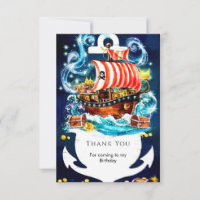Aquarelle enchantée bateau Pirate Anniversaire