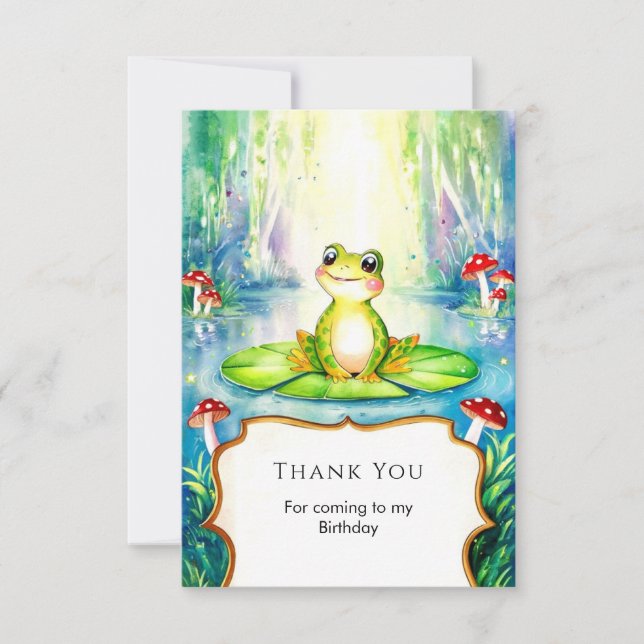 Carte De Remerciements Aquarelle Enfants Grenouille Anniversaire (Devant)