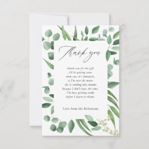 Carte De Remerciements Aquarelle Eucalyptus Baby shower vert