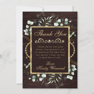 Carte De Remerciements Aquarelle Eucalyptus et Verdure Anniversaire