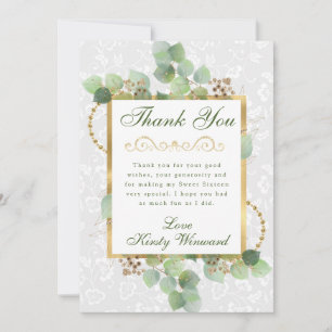 Carte De Remerciements Aquarelle Eucalyptus et Verdure Douce 16