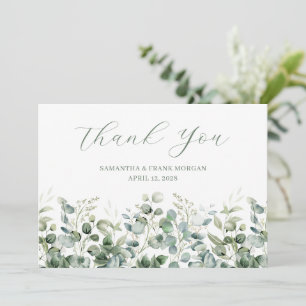 Carte De Remerciements Aquarelle Eucalyptus Mariage frontalier