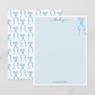 Carte De Remerciements Aquarelle fantaisie Bleu Bow personnalisée