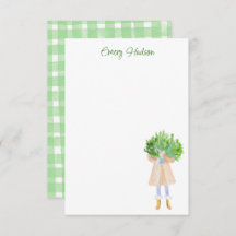 Aquarelle Fashion Girl avec verdure Personnalisée