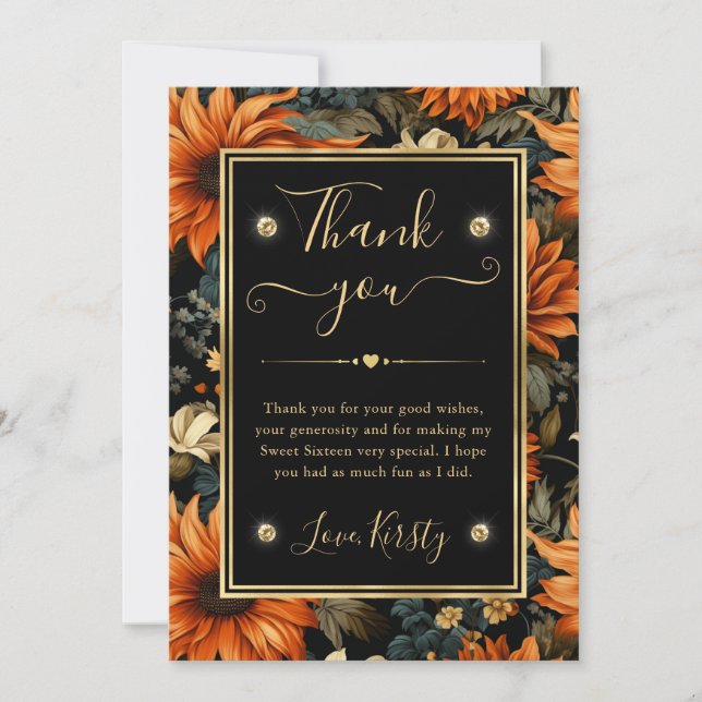 Carte De Remerciements Aquarelle Feuilles d'automne Marron Orange Sweet 1 (Devant)